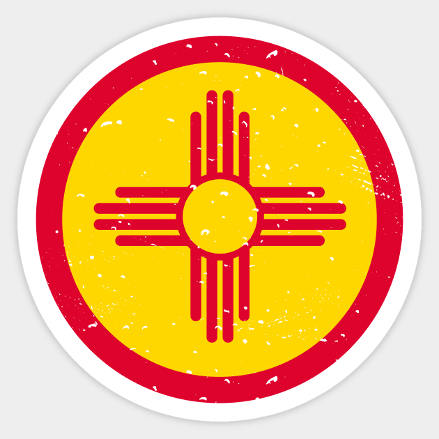 Retro New Mexico State Flag // Vintage New Mexico Grunge Emblem Sticker by Now Boarding